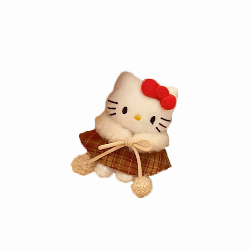 Hello Kitty bag decoration pendant, Kawaii plaid coat, Hello Kitty keychain, perfect holiday gift