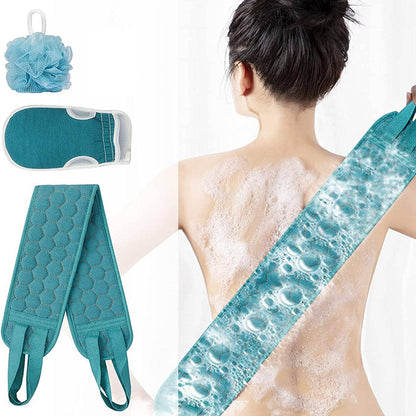 Exfoliating Body Scrubber Set, Bath Glove, Shower Sponge Loofah, Back Scrubber