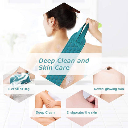 Exfoliating Body Scrubber Set, Bath Glove, Shower Sponge Loofah, Back Scrubber