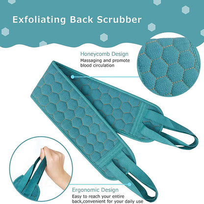 Exfoliating Body Scrubber Set, Bath Glove, Shower Sponge Loofah, Back Scrubber