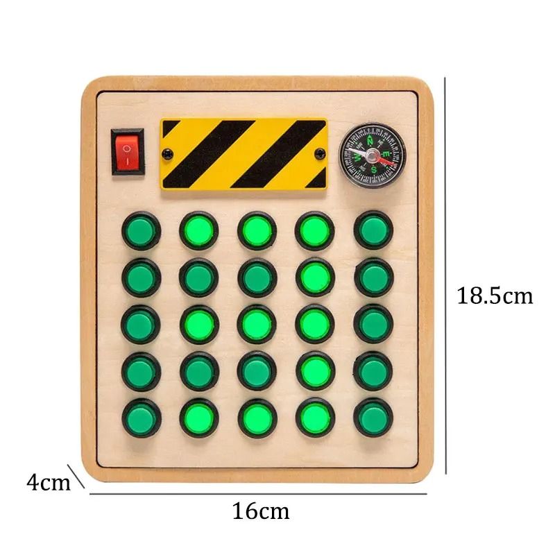 Montessori Busy Board Sensory Toy Wooden with LED Light Switch Control Board for Children 2-4 Years