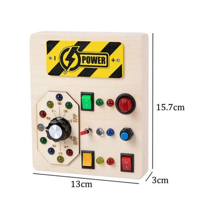 Montessori Busy Board Sensory Toy Wooden with LED Light Switch Control Board for Children 2-4 Years