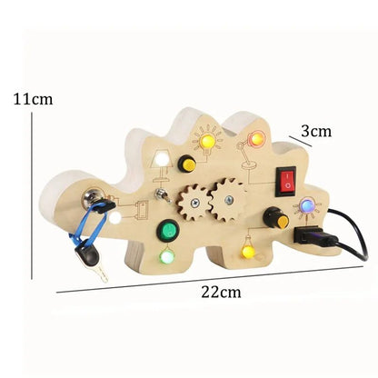Montessori Busy Board Sensory Toy Wooden with LED Light Switch Control Board for Children 2-4 Years