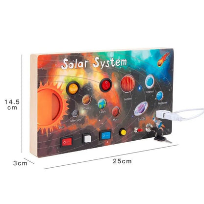 Montessori Busy Board Sensory Toy Wooden with LED Light Switch Control Board for Children 2-4 Years