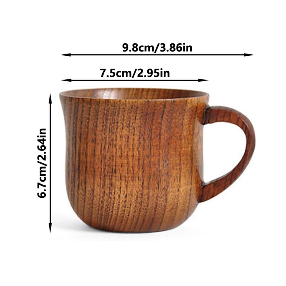 Wooden Vintage Teacup, Handmade Wood Mug, Coffee Espresso Tea Cup, Trumpet-Shape Tea Cup for Kitchen and Living Room