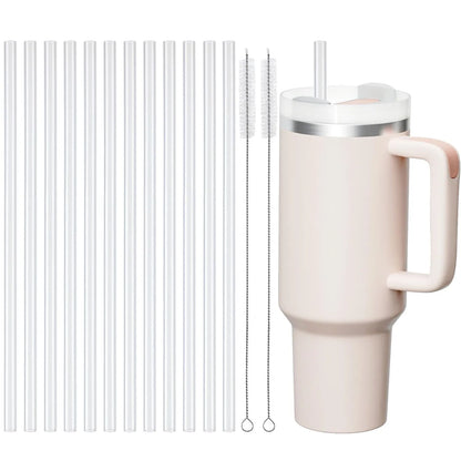Replacement Straws for Stanley Cup Tumbler, Clear Reusable Plastic Straws, Straw Brushes