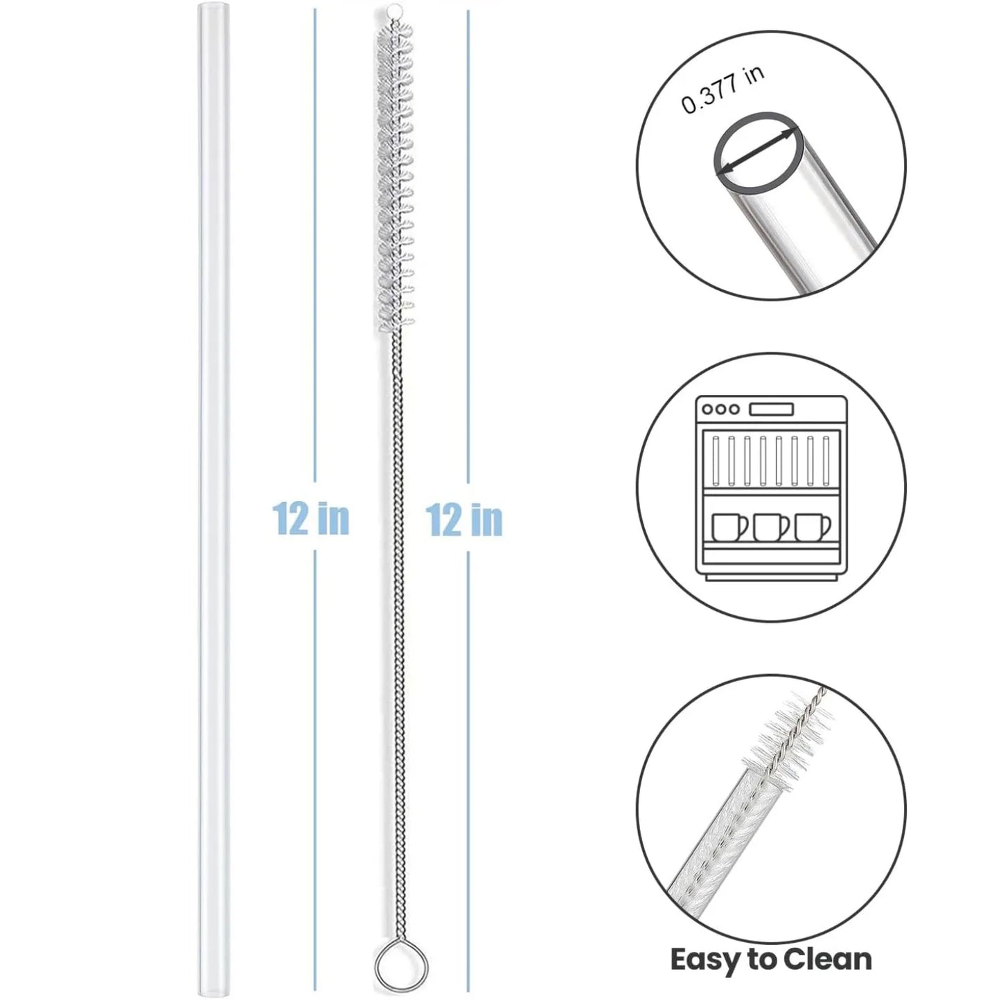 Replacement Straws for Stanley Cup Tumbler, Clear Reusable Plastic Straws, Straw Brushes