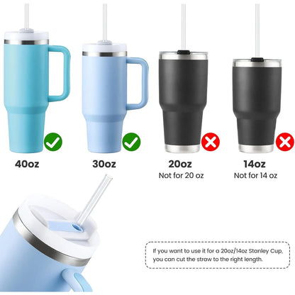 Replacement Straws for Stanley Cup Tumbler, Clear Reusable Plastic Straws, Straw Brushes