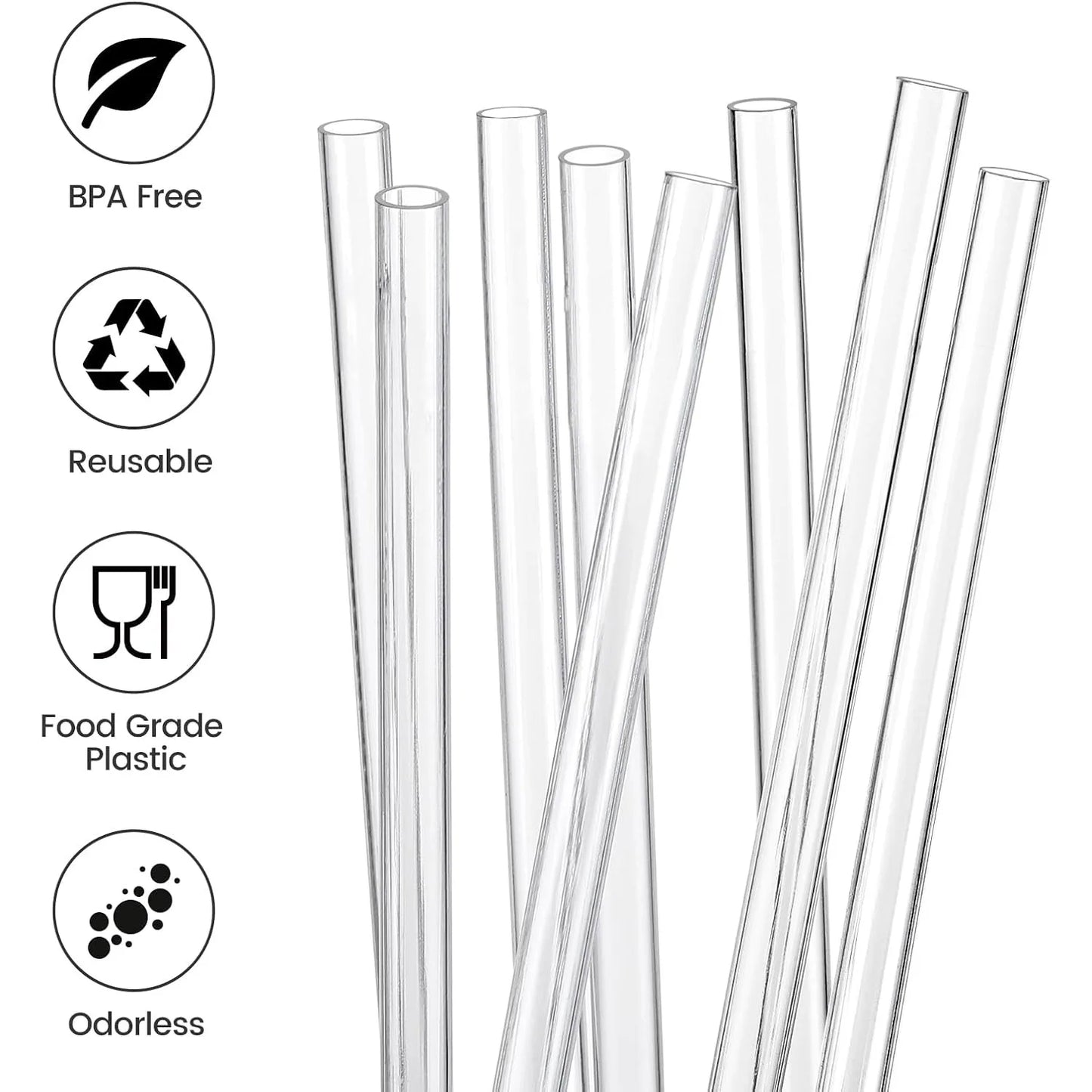 Replacement Straws for Stanley Cup Tumbler, Clear Reusable Plastic Straws, Straw Brushes