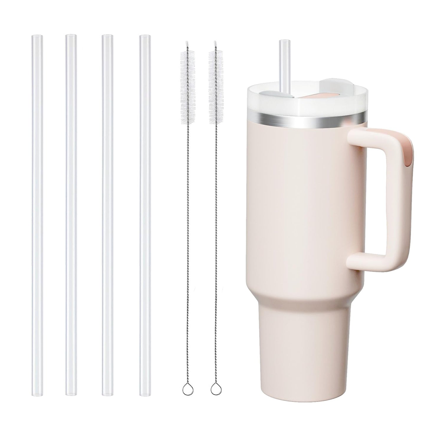 Replacement Straws for Stanley Cup Tumbler, Clear Reusable Plastic Straws, Straw Brushes