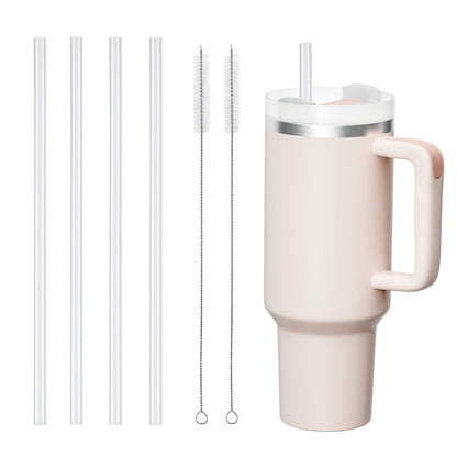 Replacement Straws for Stanley Cup Tumbler, Clear Reusable Plastic Straws, Straw Brushes