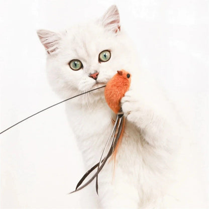 Feather-Bird Interactive Cat Wand, Premium Suction-Stick Teaser for Confident Indoor Cats