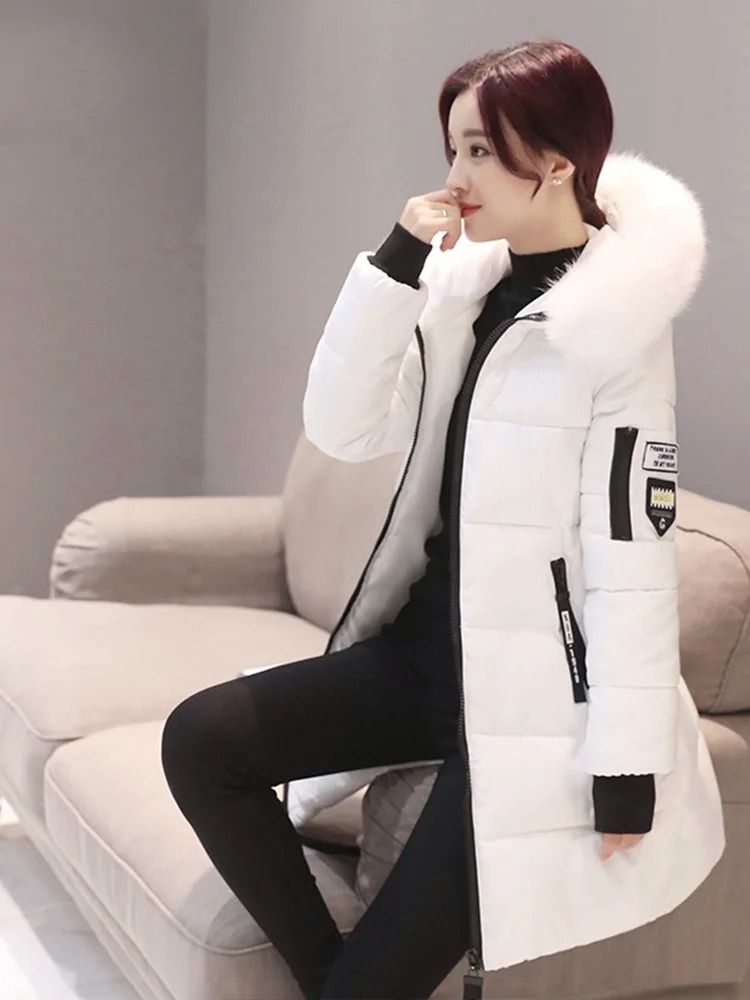 Women Winter Hooded Fur Collar Parka Coat