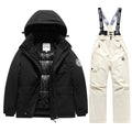 black jacket white pants