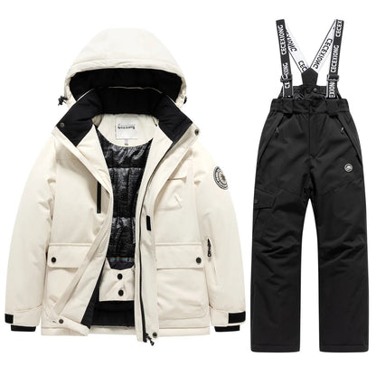 Kids Winter Ski Coat and Pants Set Waterproof Warm Snow Suit