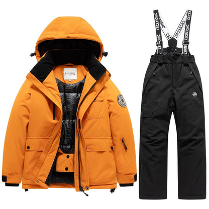 Kids Winter Ski Coat and Pants Set Waterproof Warm Snow Suit