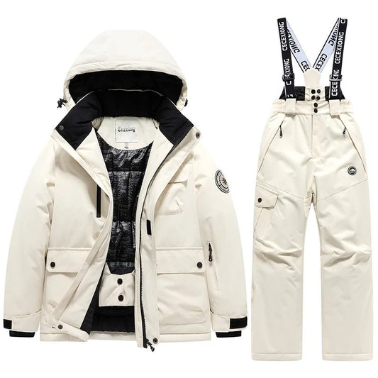 Kids Winter Ski Coat and Pants Set Waterproof Warm Snow Suit