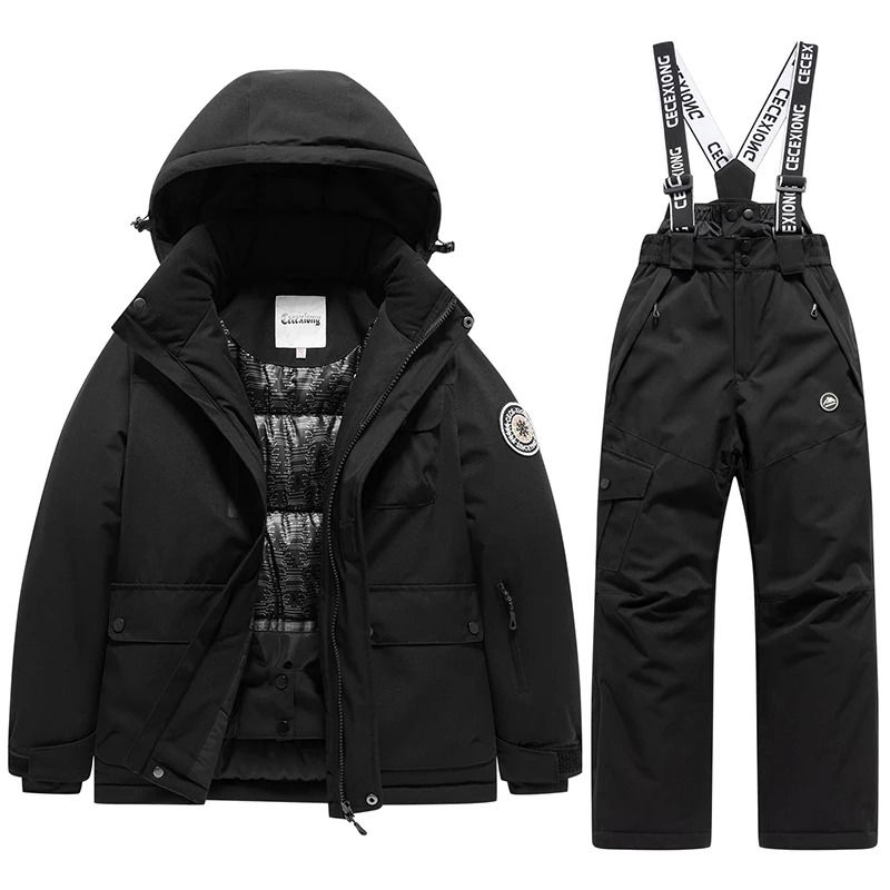 Kids Winter Ski Coat and Pants Set Waterproof Warm Snow Suit