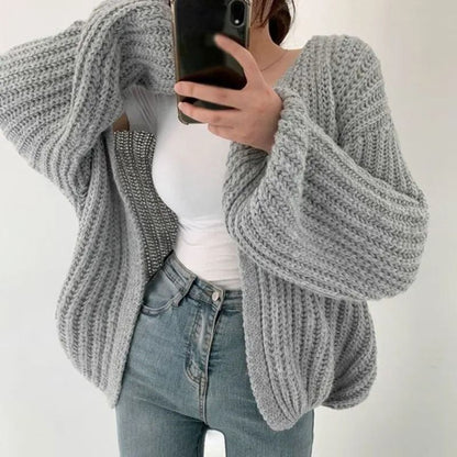 Vintage Women Cardigan Sweater Harajuku Lantern Sleeve Casual Korean Fall Streetwear Top