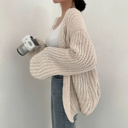 Vintage Women Cardigan Sweater Harajuku Lantern Sleeve Casual Korean Fall Streetwear Top
