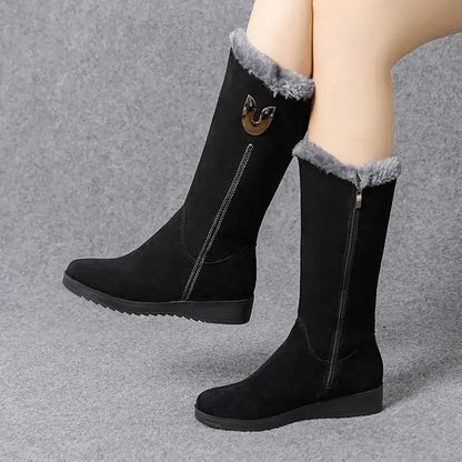 Luxury Mid-Calf Chunky Fur Winter Boots for Women