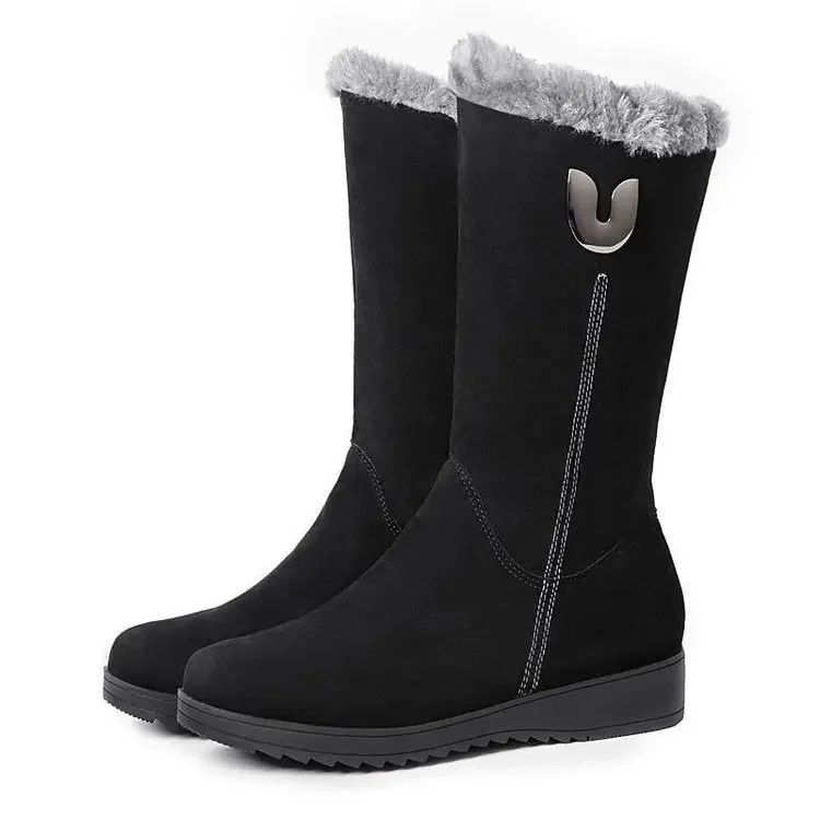 Luxury Mid-Calf Chunky Fur Winter Boots for Women