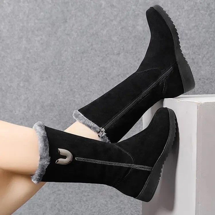 Luxury Mid-Calf Chunky Fur Winter Boots for Women