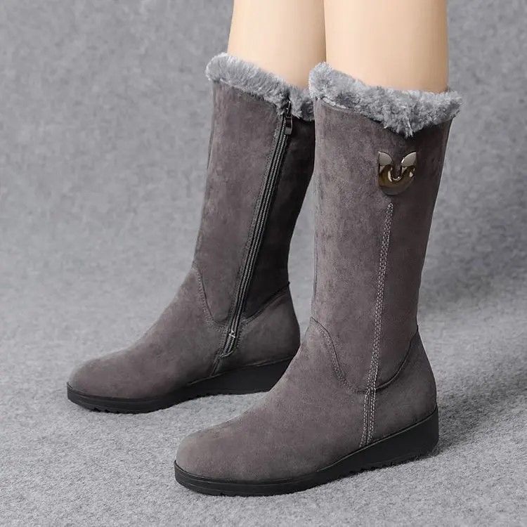 Luxury Mid-Calf Chunky Fur Winter Boots for Women