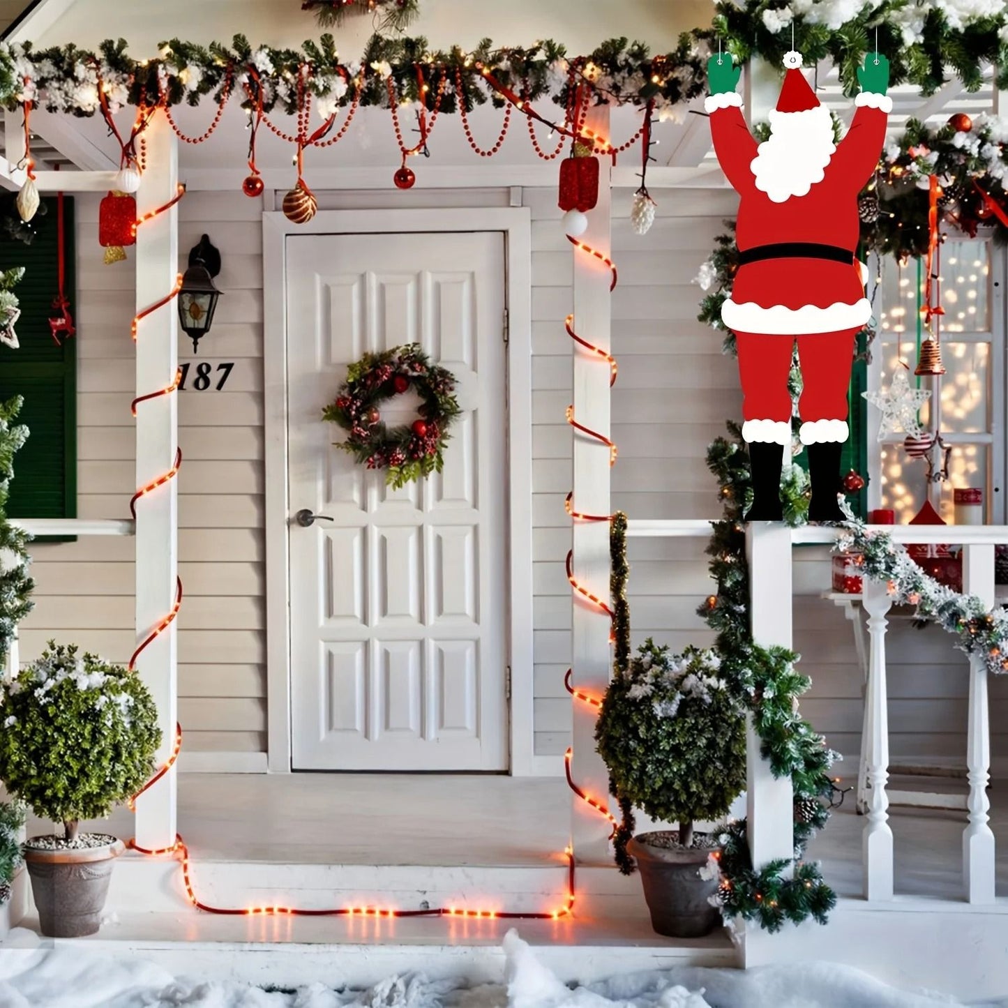 Santa Claus Climbing Wall Hanging Decoration Christmas Outdoor Ornament Polyester Holiday Decor