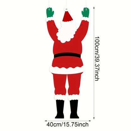 Santa Claus Climbing Wall Hanging Decoration Christmas Outdoor Ornament Polyester Holiday Decor