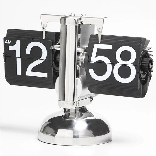 Vintage FlipPage Automatic Quartz Desk Clock, Retro Timepiece Decor
