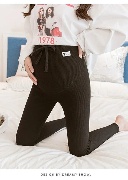 Mums Soft-Stretch Cotton High-Waist Maternity Leggings, Adjustable Plus Size