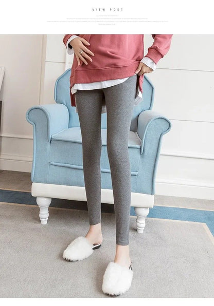Mums Soft-Stretch Cotton High-Waist Maternity Leggings, Adjustable Plus Size