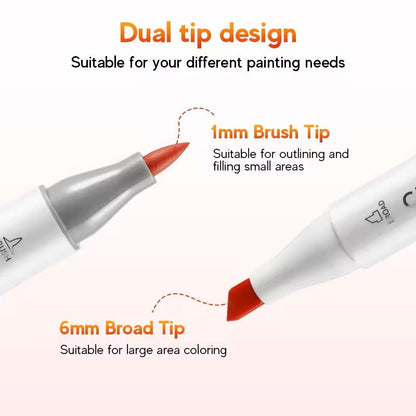 Professional Dual Tip Alcohol Art Marker Set for Drawing & Coloring