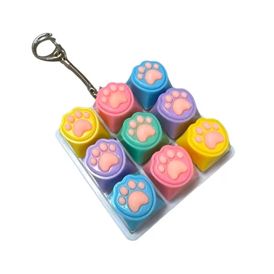 LED Crystal Keycap Keychain Fidget Toy for Stress Relief