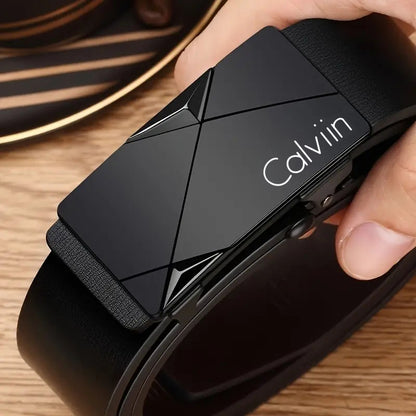 Stylish Men Leather Belt, Automatic Buckle, Fashion Belt for Business, Party, Work & Daily Life