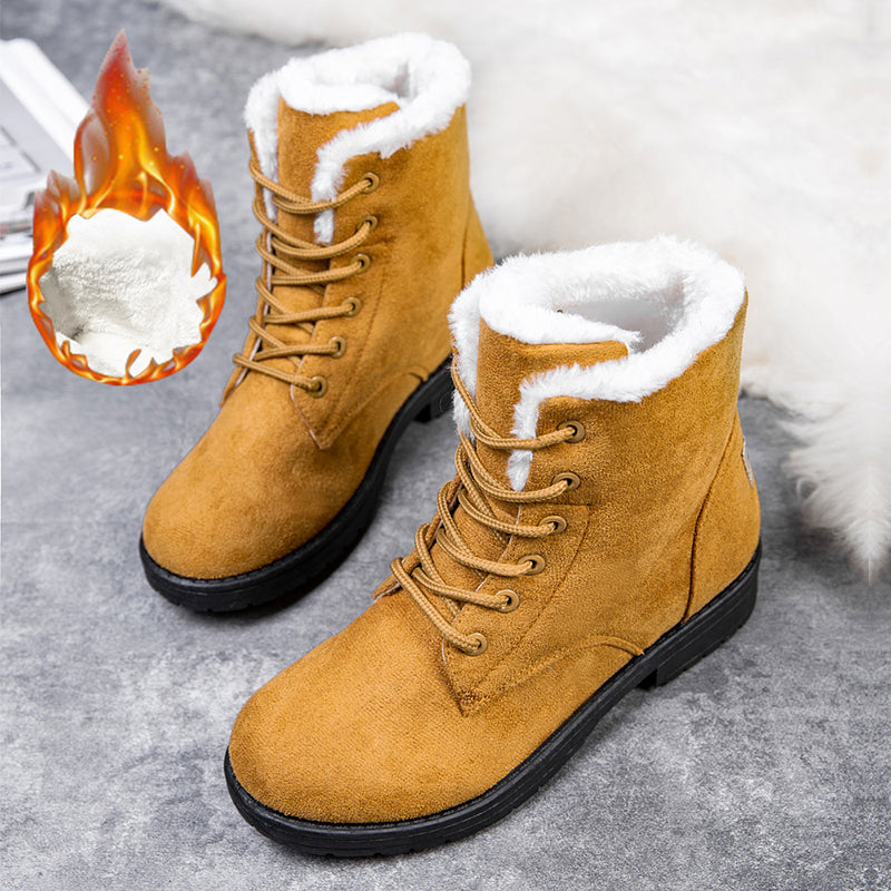 Flat Boots For Women, Platform Ladies Shoes Plush Keep Warm Boots, Cozy Winter Shoes Women