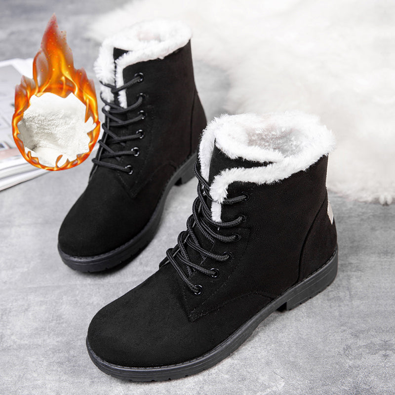 Flat Boots For Women, Platform Ladies Shoes Plush Keep Warm Boots, Cozy Winter Shoes Women
