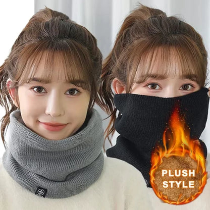 Warm Knitted Scarf, Winter Neck Gaiter, Thickened Plush Tube Scarf, Windproof Cold Proof Outdoor Sport Running Skiing