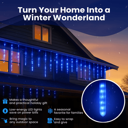 LED Dripping Icicle Lights for Outdoor Christmas Decor (8-Piece Set), Perfect for Christmas, Christmas Gift Ideas