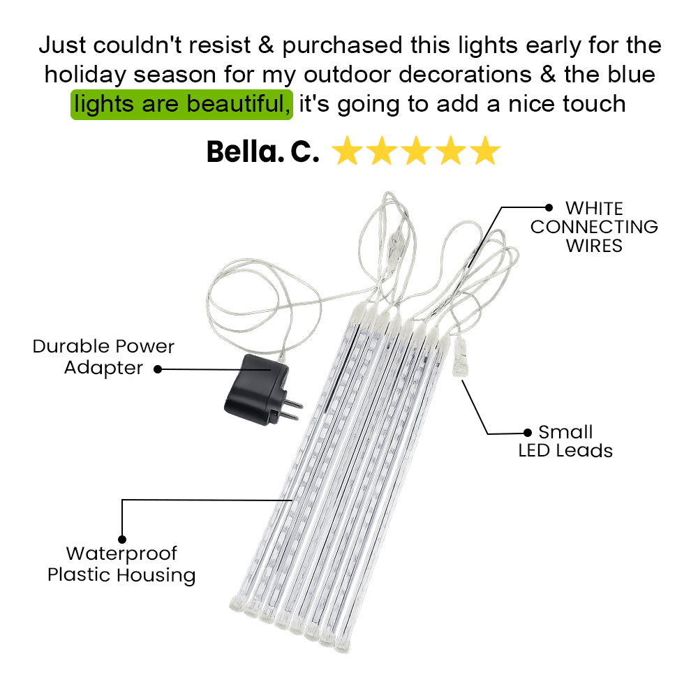 LED Dripping Icicle Lights for Outdoor Christmas Decor (8-Piece Set), Perfect for Christmas, Christmas Gift Ideas