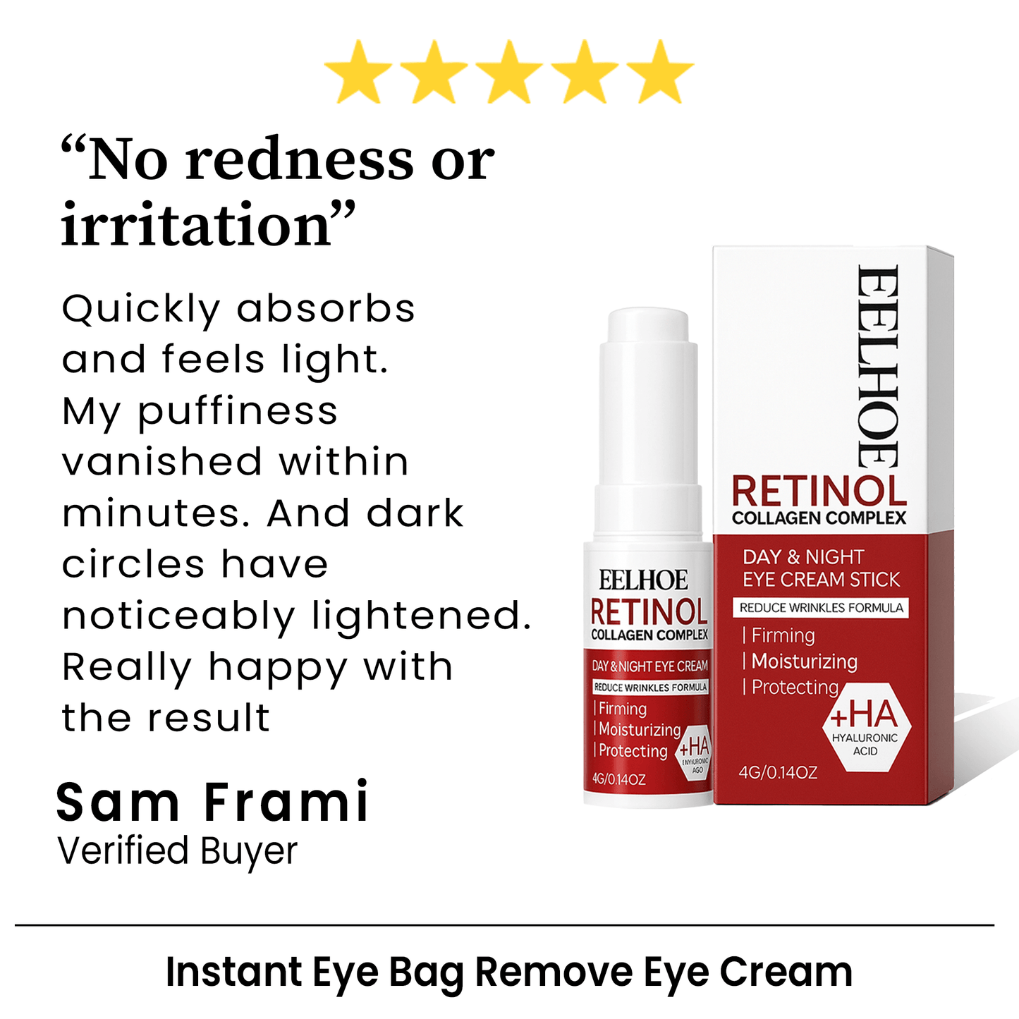 Instant Eye Bag Remove Eye Cream, Korean Beauty Eye Care Fade Dark Circles Puffiness, Lift Brighten and Reduce Fine Line