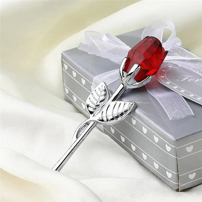 Crystal Glass Rose Flower Figurine Decorative Gift for Home and Wedding Displays