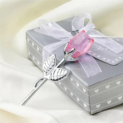 Crystal Glass Rose Flower Figurine Decorative Gift for Home and Wedding Displays