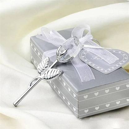 Crystal Glass Rose Flower Figurine Decorative Gift for Home and Wedding Displays