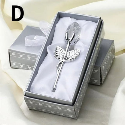 Crystal Glass Rose Flower Figurine Decorative Gift for Home and Wedding Displays