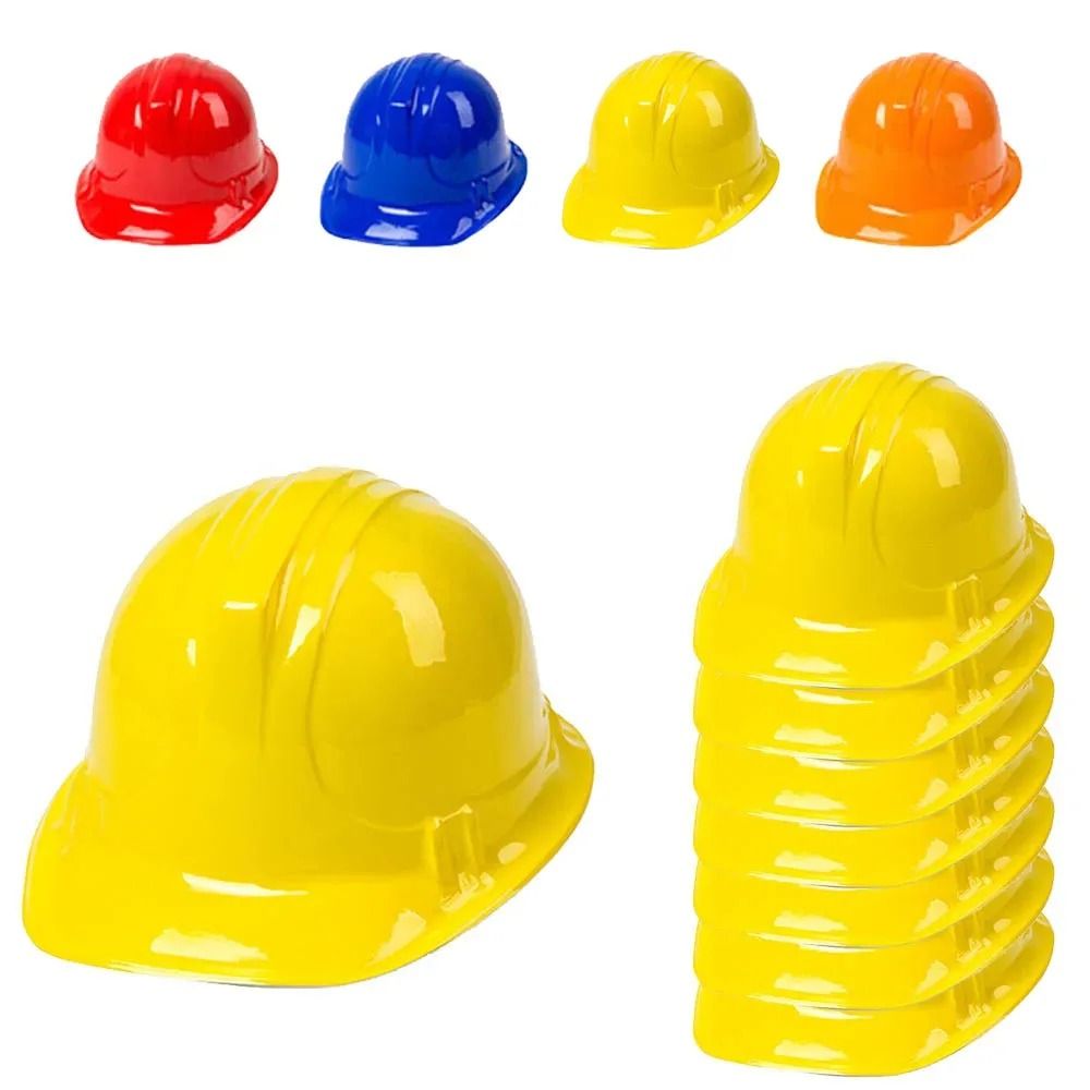 Kids Construction Party Hats Soft Plastic Dress Up Set of 12