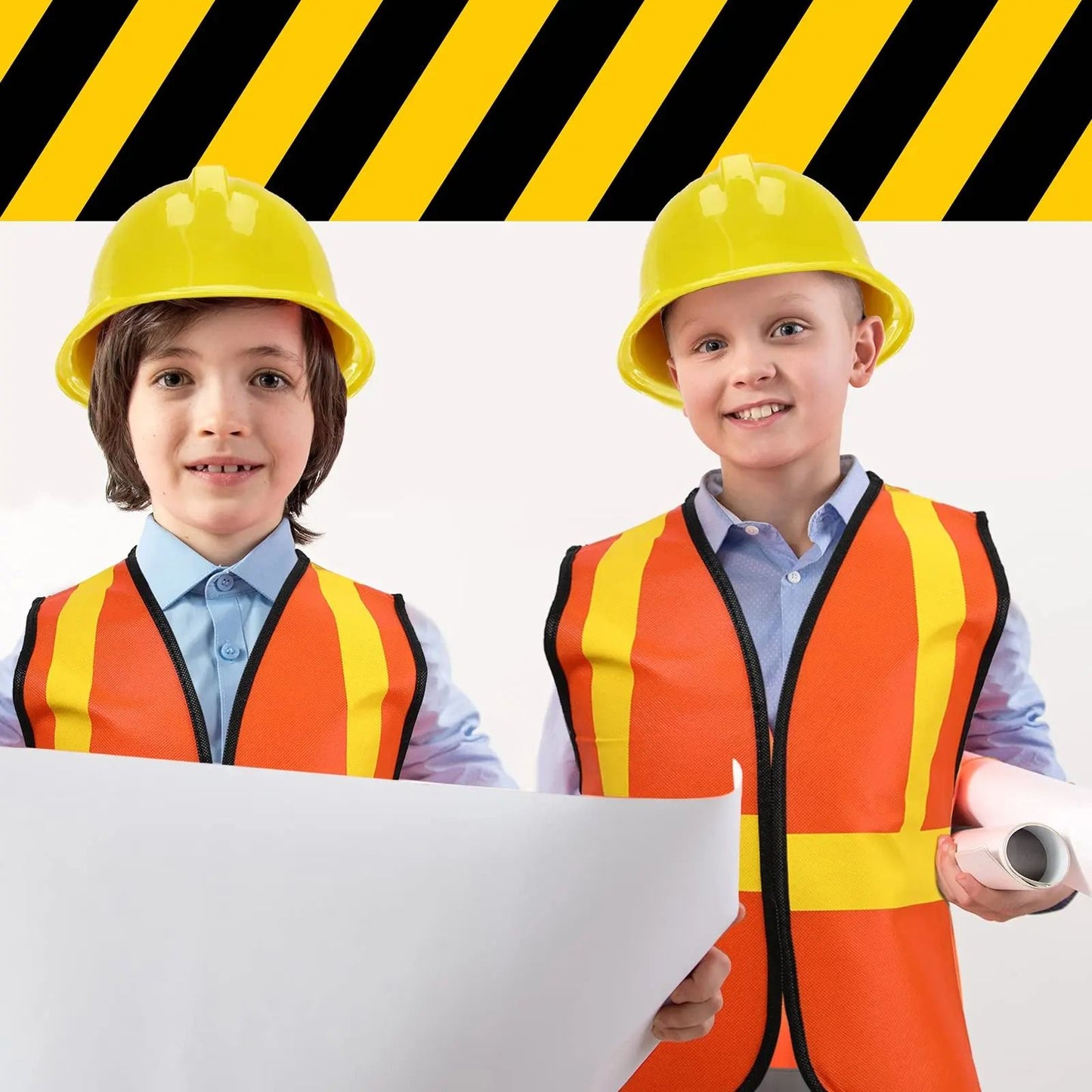 Kids Construction Party Hats Soft Plastic Dress Up Set of 12
