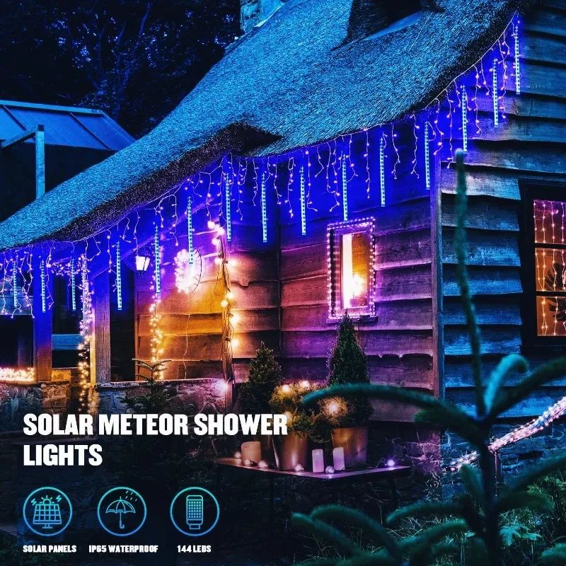 LED Dripping Icicle Lights for Outdoor Christmas Decor (8-Piece Set), Perfect for Christmas, Christmas Gift Ideas