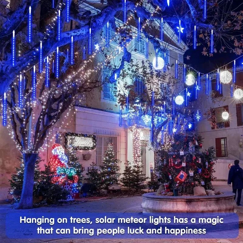 LED Dripping Icicle Lights for Outdoor Christmas Decor (8-Piece Set), Perfect for Christmas, Christmas Gift Ideas